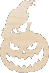Raven & Pumpkin Wood Craft Shape – Laser Cut Baltic Birch Unfinished DIY Art Supplies FAL239 - The Wood Shape Store