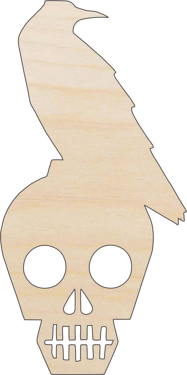 Raven & Skull Wood Craft Shape - Laser Cut Baltic Birch Unfinished DIY Wood Art Supplies FAL32 - The Wood Shape Store
