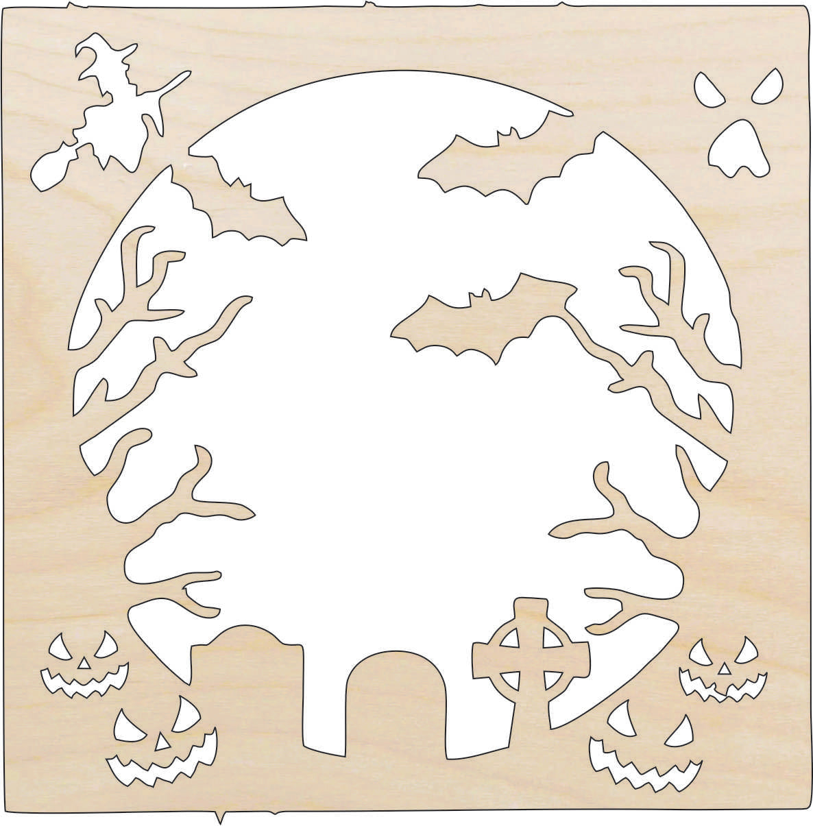 Scene Halloween - Laser Cut Out Unfinished Wood Craft Shape FAL33 Scene Halloween - Laser Cut Out Unfinished Wood Craft Shape FAL33
