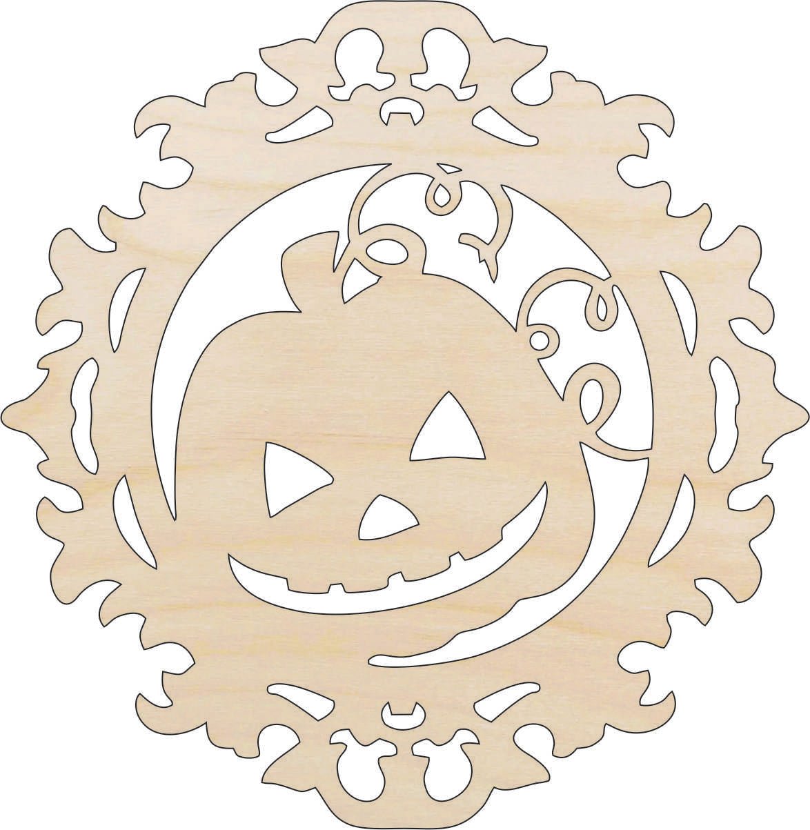 Pumpkin Wood Craft Shape – Laser Cut Baltic Birch Unfinished DIY Art Supplies FAL34 - The Wood Shape Store