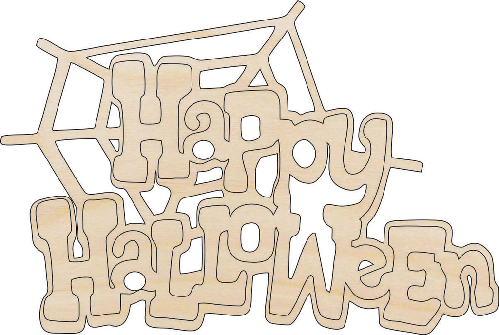 Happy Halloween Spider Web - Laser Cut Wood Shape FAL60