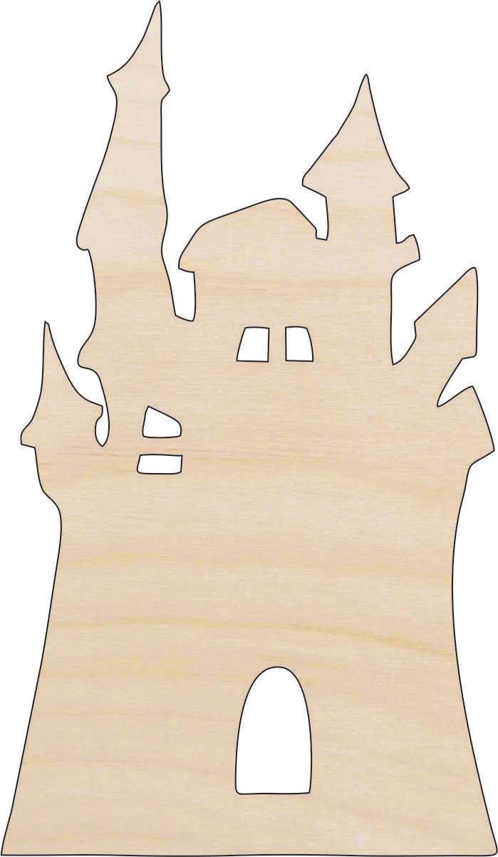 Haunted Castle Wood Craft Shape - Laser Cut Baltic Birch Unfinished DIY Wood Art Supplies FAL61 - The Wood Shape Store