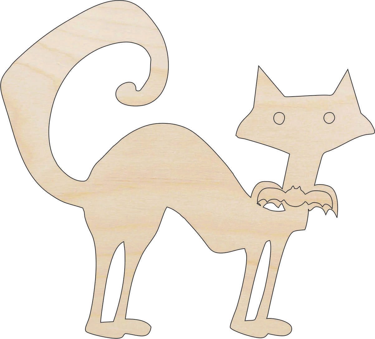 Cat Wood Craft Shape - Laser Cut Baltic Birch Unfinished DIY Wood Art Supplies FAL66 - The Wood Shape Store