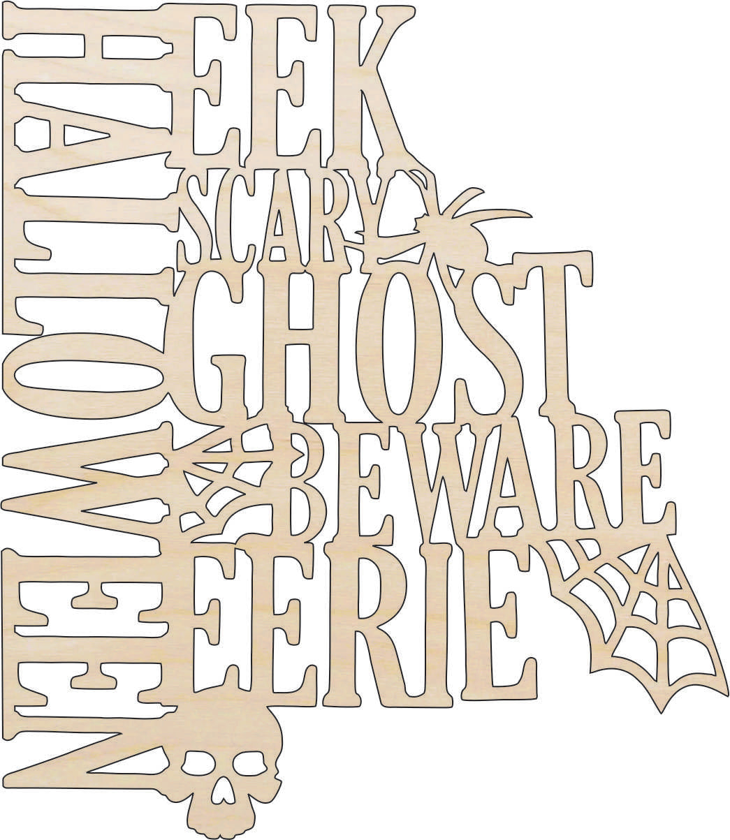 Word Halloween - Laser Cut Out Unfinished Wood Craft Shape FAL68 Word Halloween - Laser Cut Out Unfinished Wood Craft Shape FAL68
