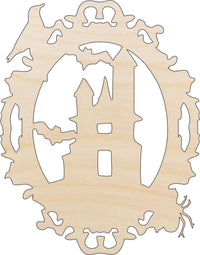 Haunted House Wood Craft Shape – Laser Cut Baltic Birch Unfinished DIY Wood Art Supplies FAL70 - The Wood Shape Store