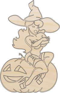Witch Wood Craft Shape - Laser Cut Baltic Birch Unfinished DIY Wood Art Supplies FAL73 - The Wood Shape Store
