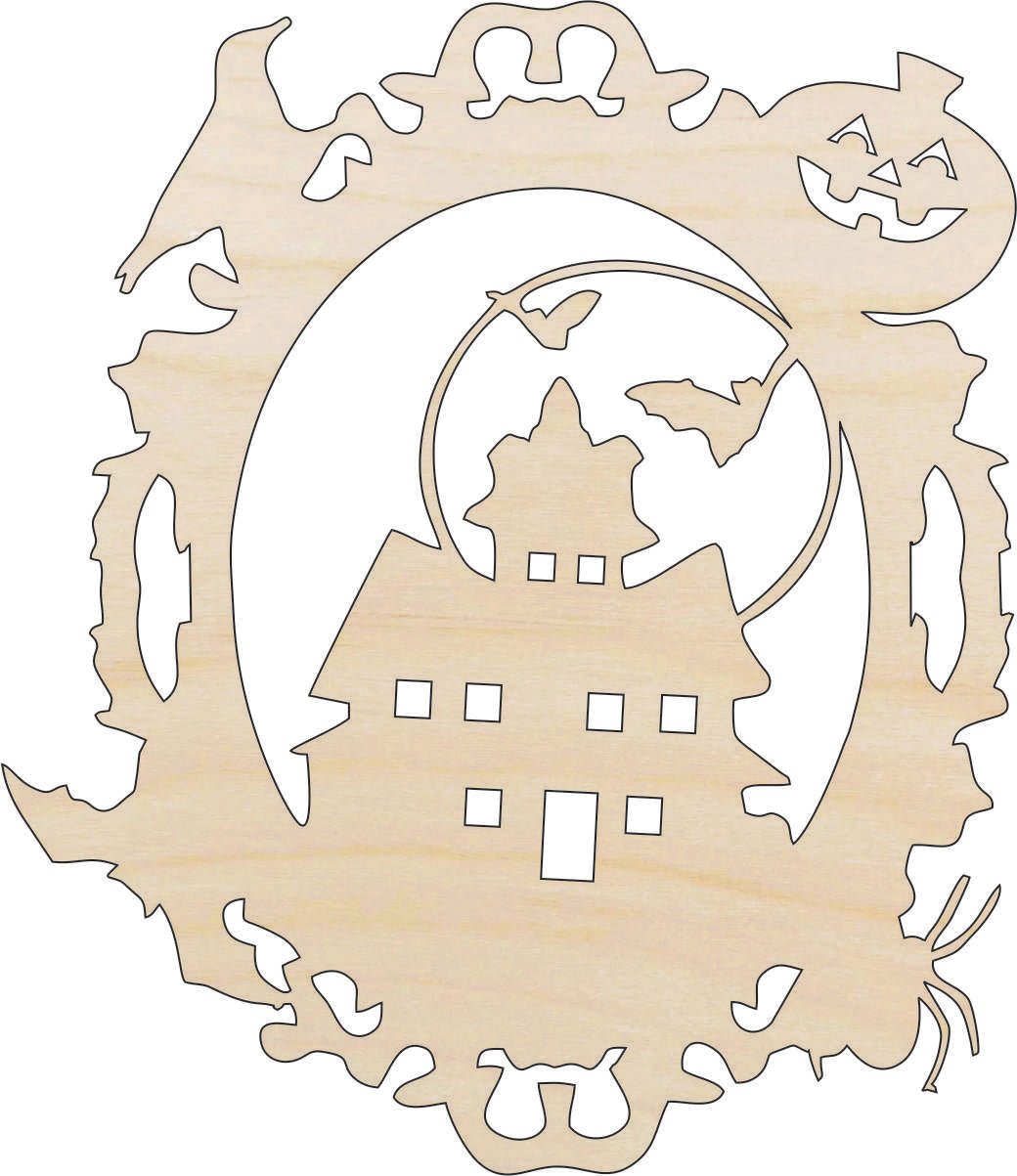 Haunted House - Wood Craft Shape – Laser Cut Baltic Birch Unfinished DIY Art Supplies FAL80 - The Wood Shape Store