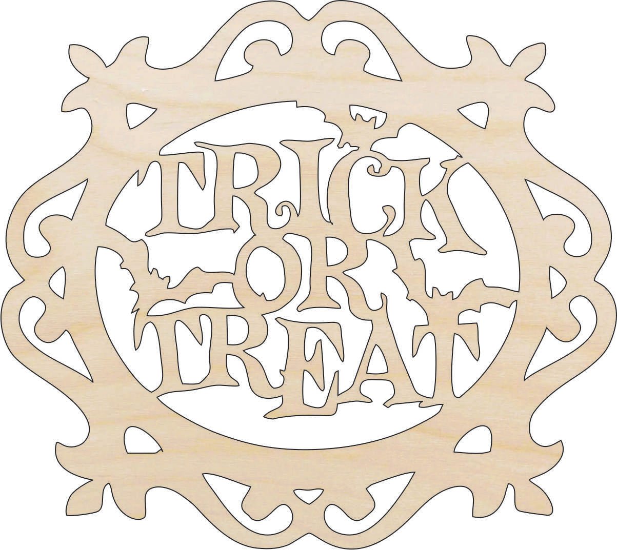 Trick or Treat Wood Craft Shape – Laser Cut Baltic Birch Unfinished DIY Art Supplies FAL84 - The Wood Shape Store
