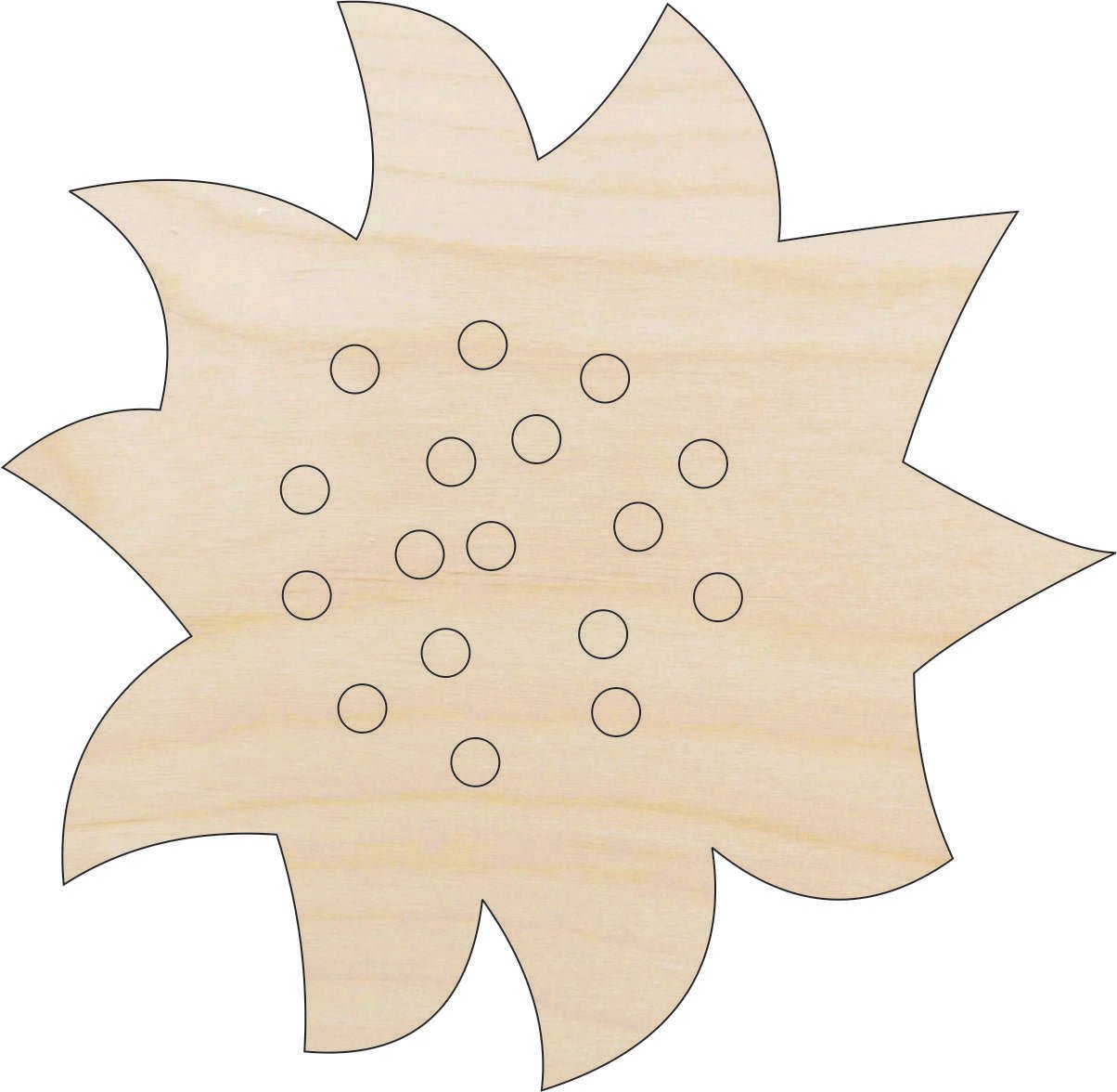 Flower Wood Craft Shape - Laser Cut Baltic Birch Unfinished DIY Wood Art Supplies FLR108 - The Wood Shape Store