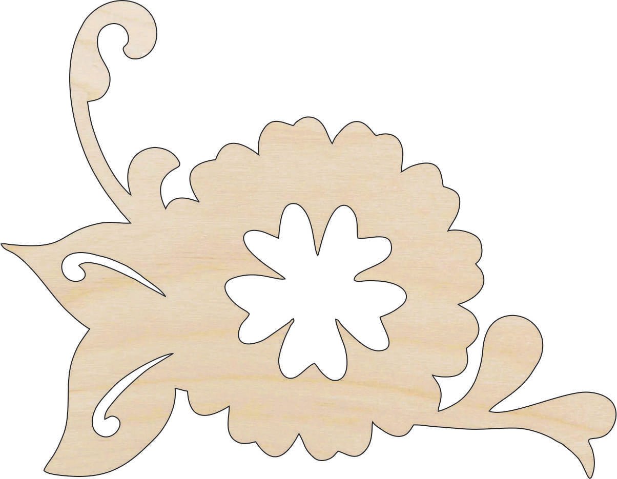 Flower Wood Craft Shape - Laser Cut Baltic Birch Unfinished DIY Wood Art Supplies FLR14 - The Wood Shape Store