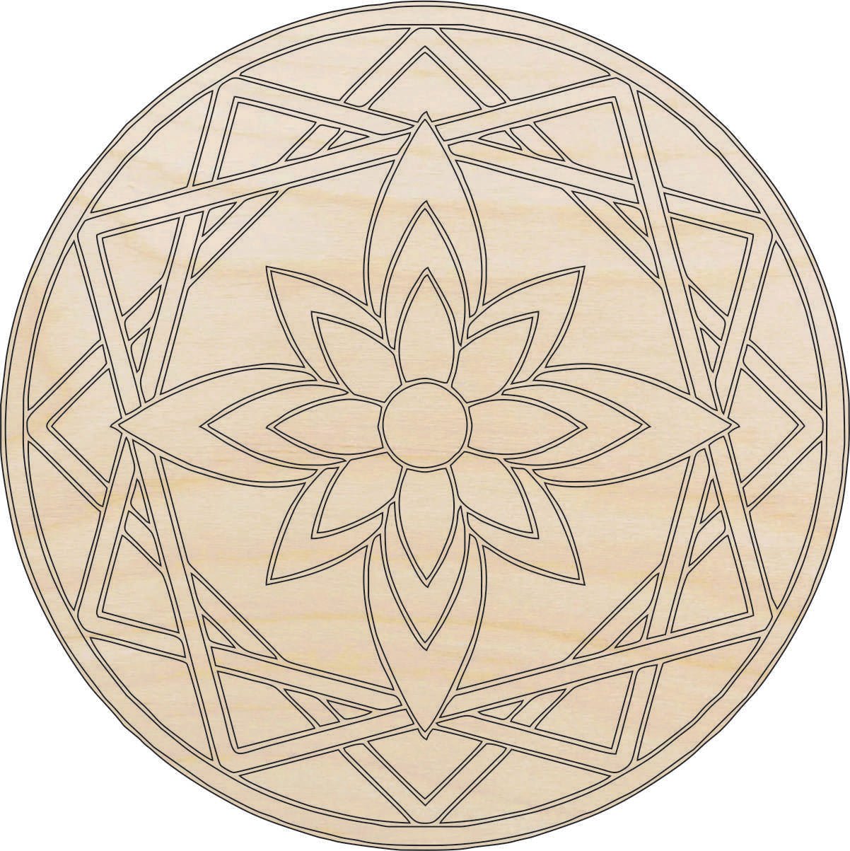 Flower Wood Craft Shape - Laser Cut Baltic Birch Unfinished DIY Wood Art Supplies FLR15 - The Wood Shape Store