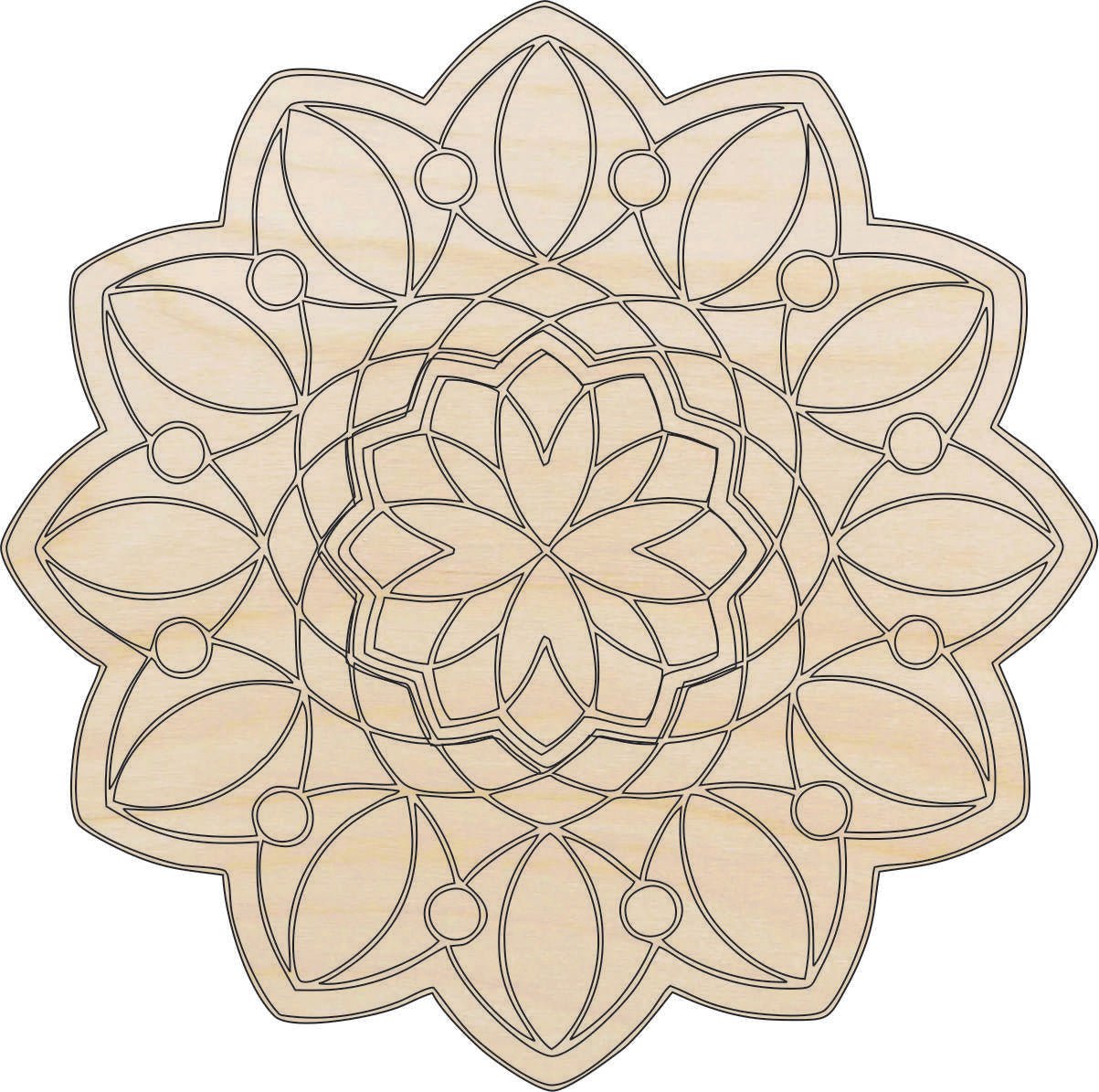 Flower Wood Craft Shape - Laser Cut Baltic Birch Unfinished DIY Wood Art Supplies FLR16 - The Wood Shape Store
