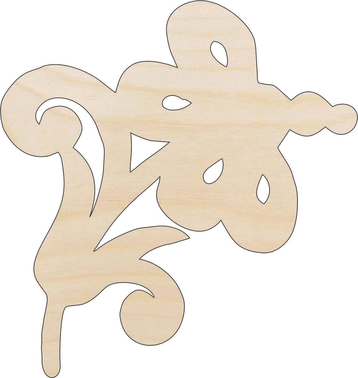 Flower Wood Craft Shape - Laser Cut Baltic Birch Unfinished DIY Wood Art Supplies FLR28 - The Wood Shape Store