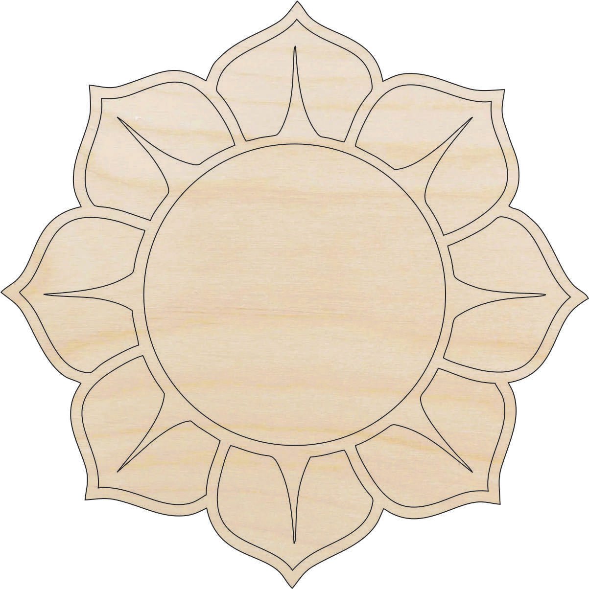 Flower Wood Craft Shape - Laser Cut Baltic Birch Unfinished DIY Wood Art Supplies FLR36 - The Wood Shape Store