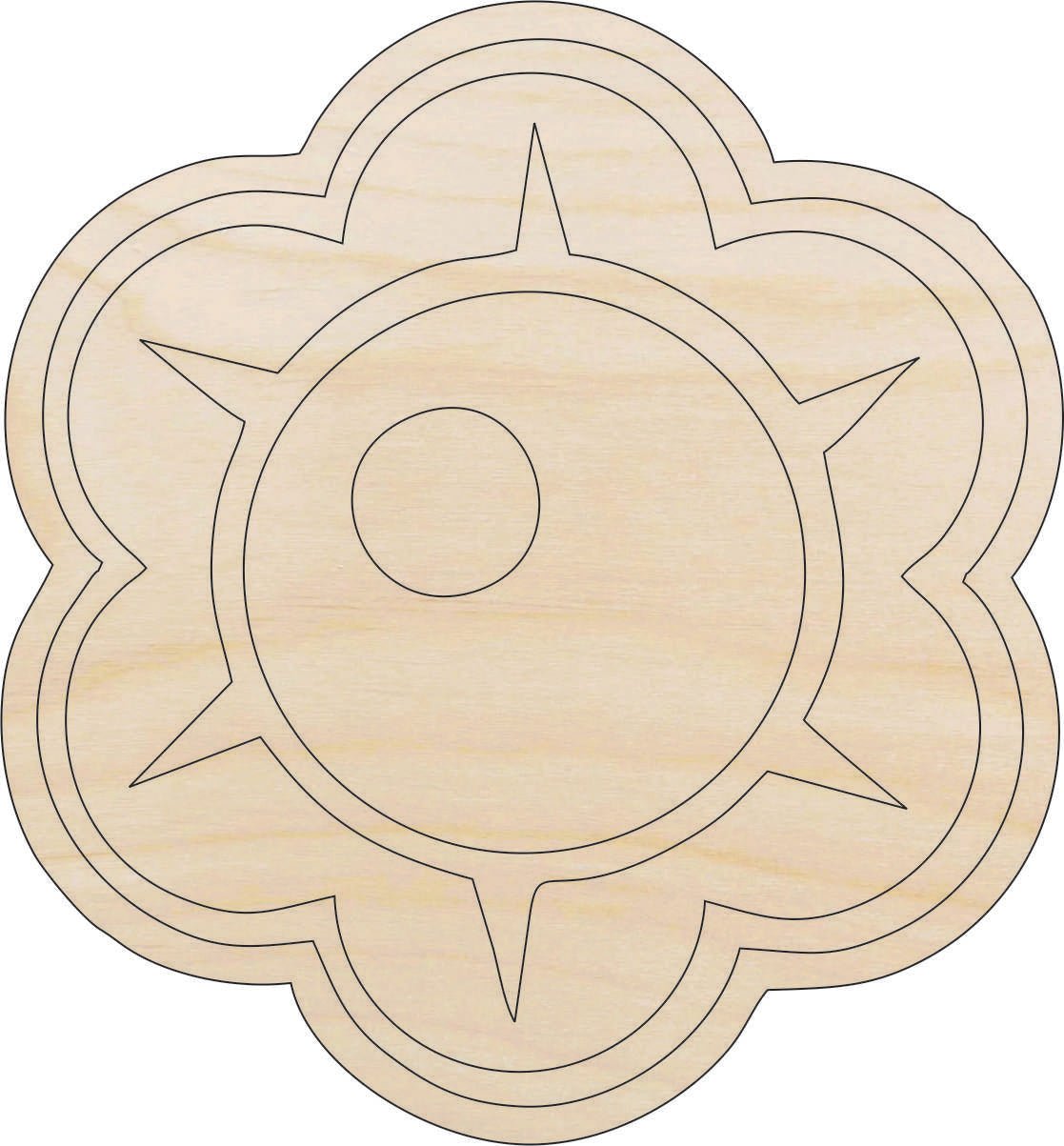 Flower Wood Craft Shape - Laser Cut Baltic Birch Unfinished DIY Wood Art Supplies FLR37 - The Wood Shape Store