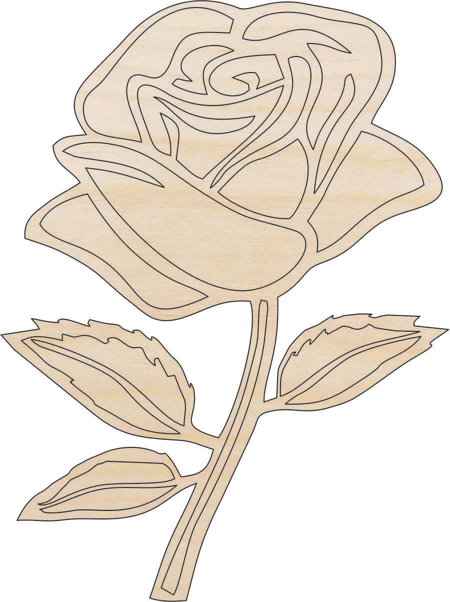 Rose Flower Wood Craft Shape - Laser Cut Baltic Birch Unfinished DIY Wood Art Supplies FLR38 - The Wood Shape Store
