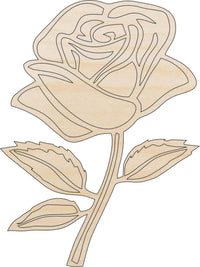 Rose Flower Wood Craft Shape - Laser Cut Baltic Birch Unfinished DIY Wood Art Supplies FLR38 - The Wood Shape Store