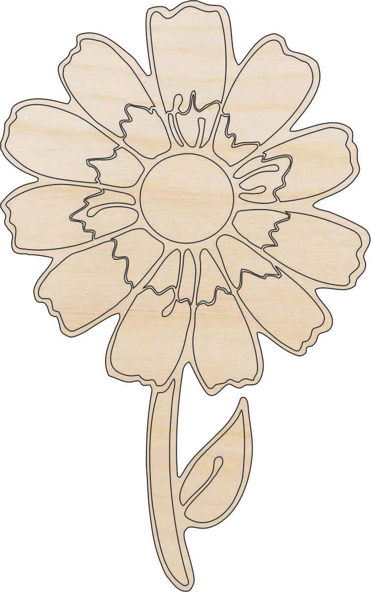 Flower Wood Craft Shape - Laser Cut Baltic Birch Unfinished DIY Wood Art Supplies FLR42 - The Wood Shape Store