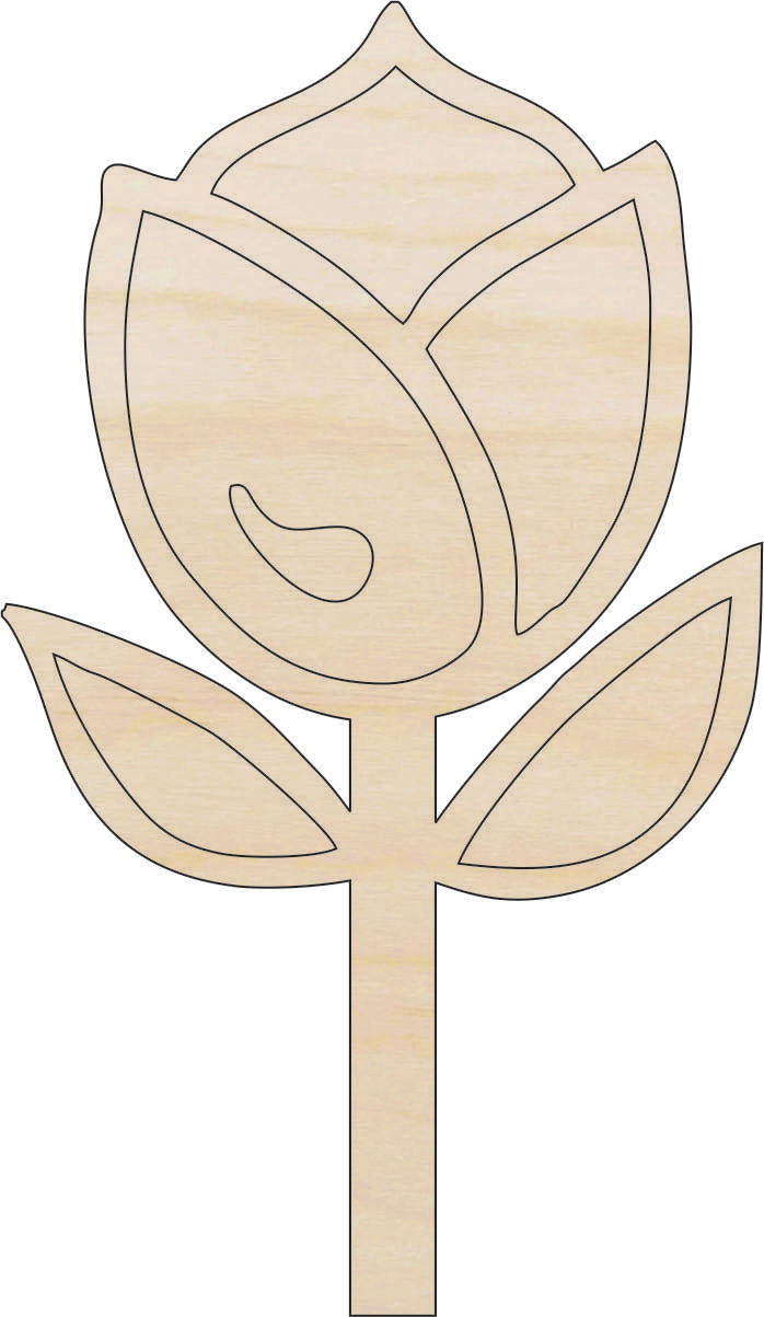 Flower Tulip - Laser Cut Out Unfinished Wood Craft Shape FLR44 Flower Tulip - Laser Cut Out Unfinished Wood Craft Shape FLR44
