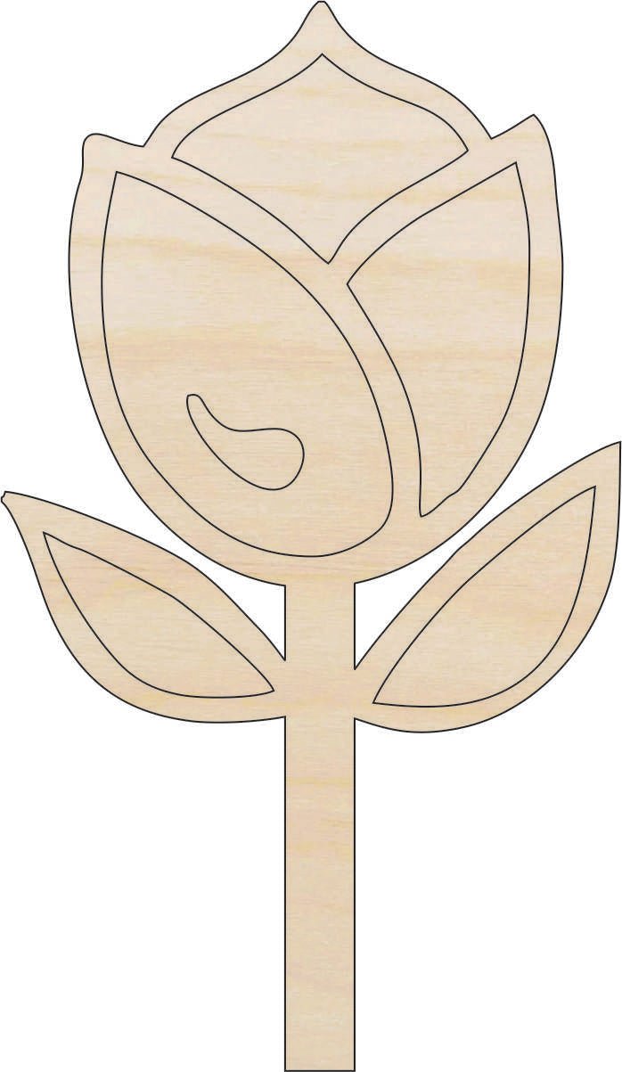 Tulip Flower Wood Craft Shape - Laser Cut Baltic Birch Unfinished DIY Wood Art Supplies FLR44 - The Wood Shape Store