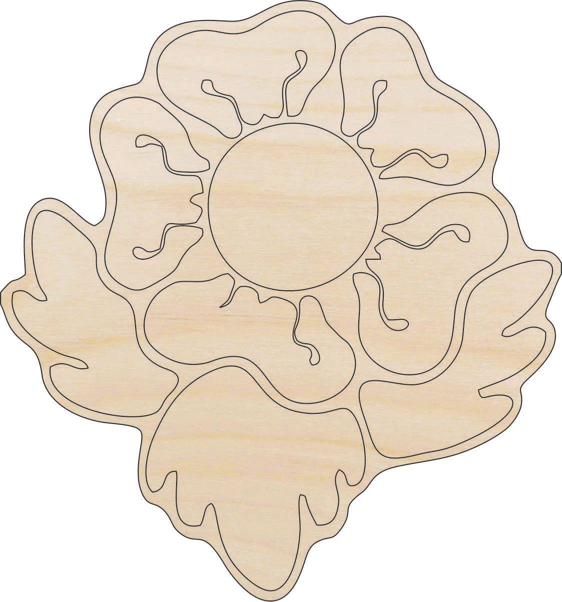 Flower Wood Craft Shape - Laser Cut Baltic Birch Unfinished DIY Wood Art Supplies FLR46 - The Wood Shape Store