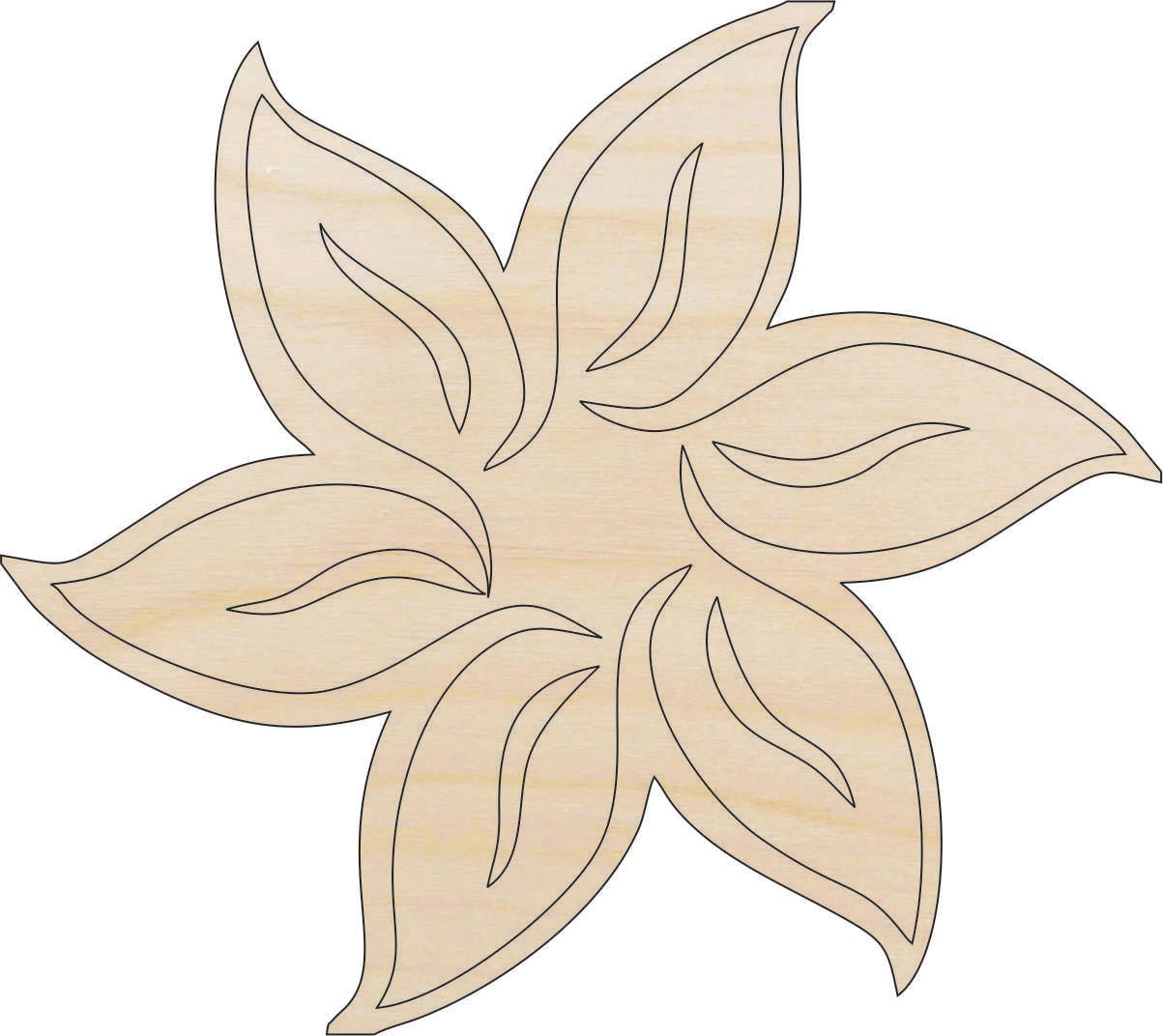 Flower Wood Craft Shape - Laser Cut Baltic Birch Unfinished DIY Wood Art Supplies FLR51 - The Wood Shape Store