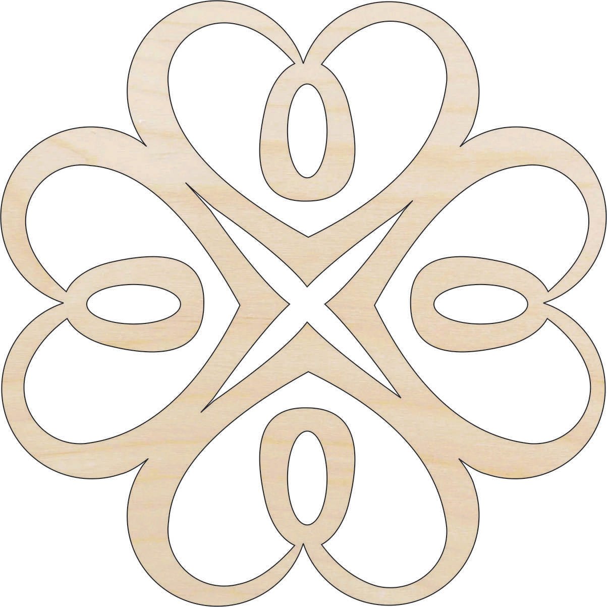 Flower Wood Craft Shape - Laser Cut Baltic Birch Unfinished DIY Wood Art Supplies FLR61 - The Wood Shape Store