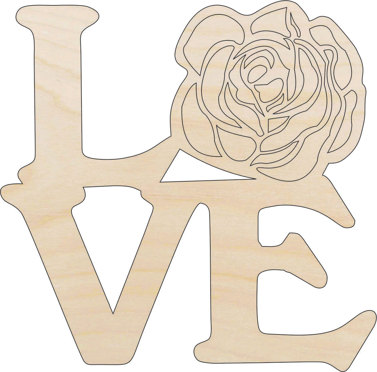 Word Love Roses - Laser Cut Out Unfinished Wood Craft Shape FLR65 Word Love Roses - Laser Cut Out Unfinished Wood Craft Shape FLR65