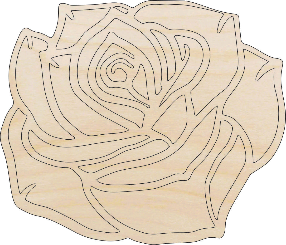 Flower Rose - Laser Cut Out Unfinished Wood Craft Shape FLR70 Flower Rose - Laser Cut Out Unfinished Wood Craft Shape FLR70