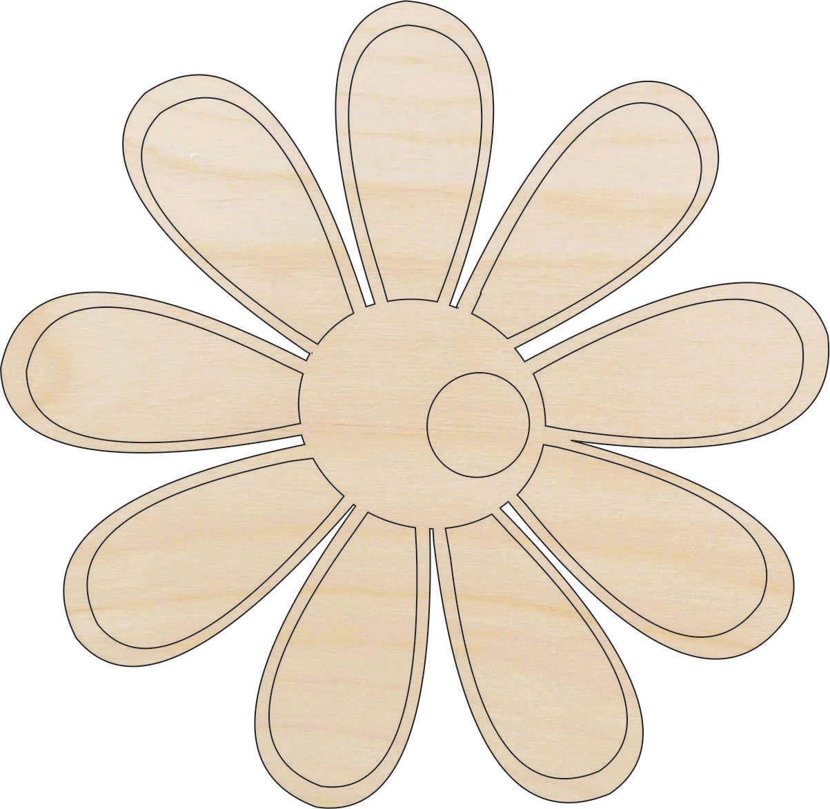 Flower Wood Craft Shape - Laser Cut Baltic Birch Unfinished DIY Wood Art Supplies FLR73 - The Wood Shape Store