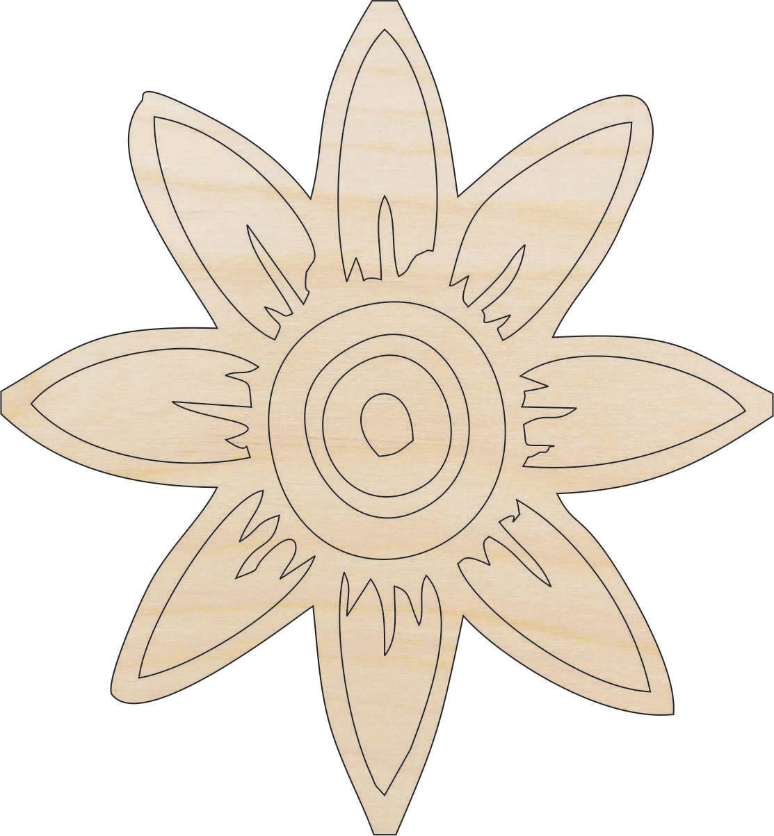 Flower Wood Craft Shape - Laser Cut Baltic Birch Unfinished DIY Wood Art Supplies FLR7 - The Wood Shape Store