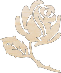 Rose Wood Craft Shape - Laser Cut Baltic Birch Unfinished DIY Wood Art Supplies FLR95 - The Wood Shape Store
