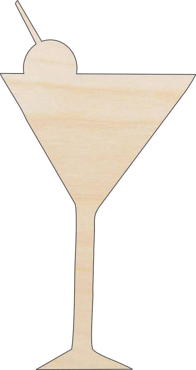 Martini Wood Craft Shape - Laser Cut Baltic Birch Unfinished DIY Wood Art Supplies FOD105 - The Wood Shape Store