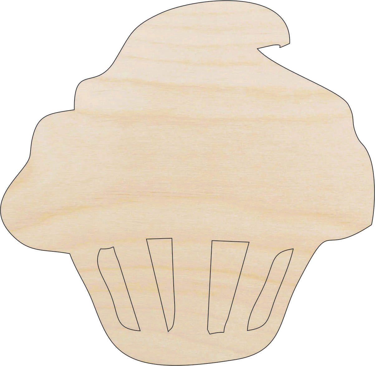 Cupcake Wood Craft Shape - Laser Cut Baltic Birch Unfinished DIY Wood Art Supplies FOD136 - The Wood Shape Store