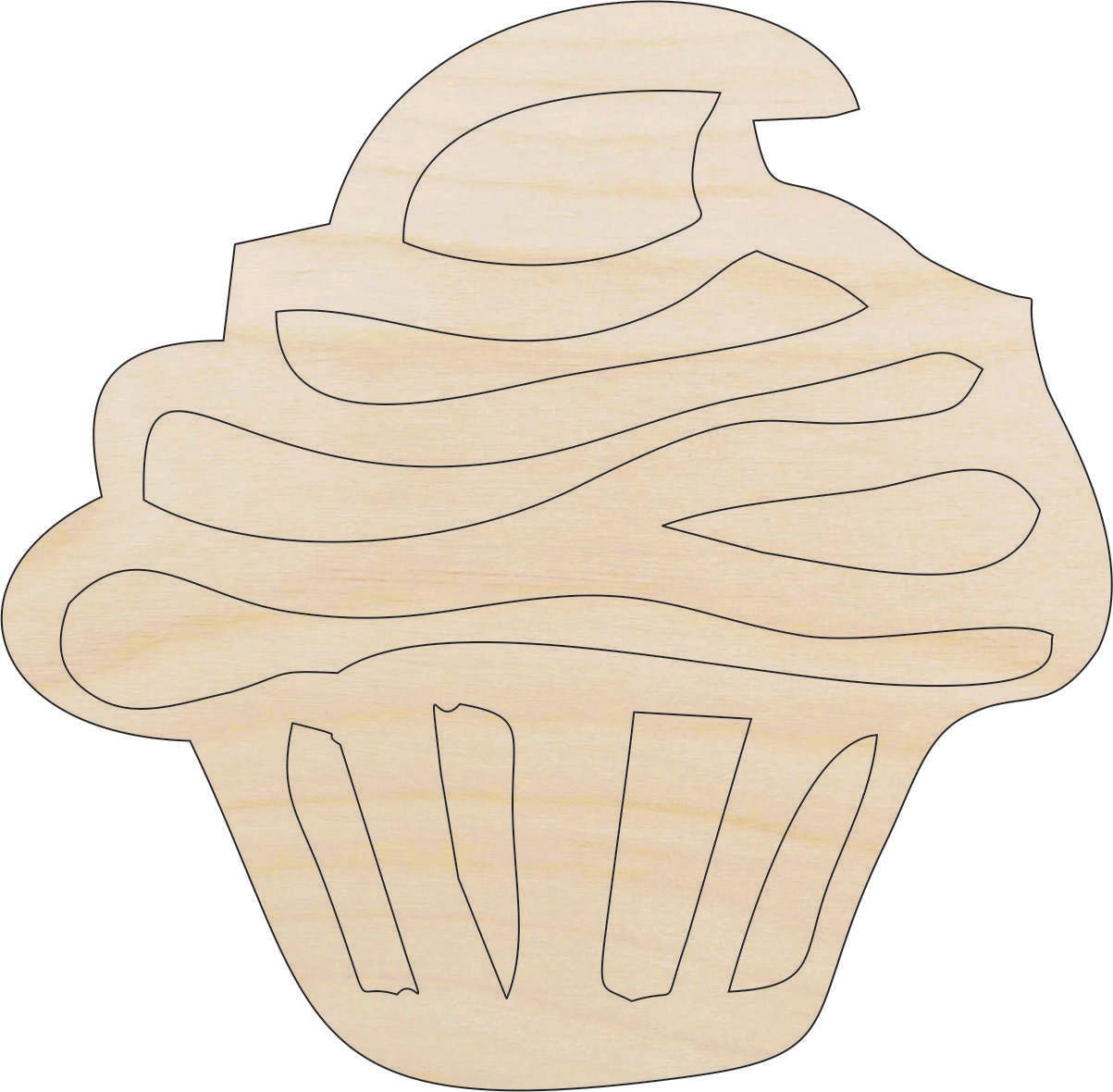 Cupcake Wood Craft Shape - Laser Cut Baltic Birch Unfinished DIY Wood Art Supplies FOD139 - The Wood Shape Store