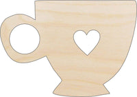 Teacup Wood Craft Shape - Laser Cut Baltic Birch Unfinished DIY Wood Art Supplies FOD141 - The Wood Shape Store
