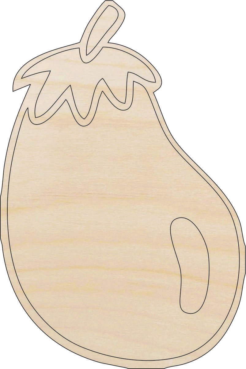 Eggplant Wood Craft Shape - Laser Cut Baltic Birch Unfinished DIY Wood Art Supplies FOD144 - The Wood Shape Store