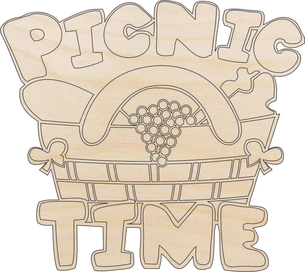 Picnic Basket Wood Craft Shape - Laser Cut Baltic Birch Unfinished DIY Wood Art Supplies FOD161 - The Wood Shape Store
