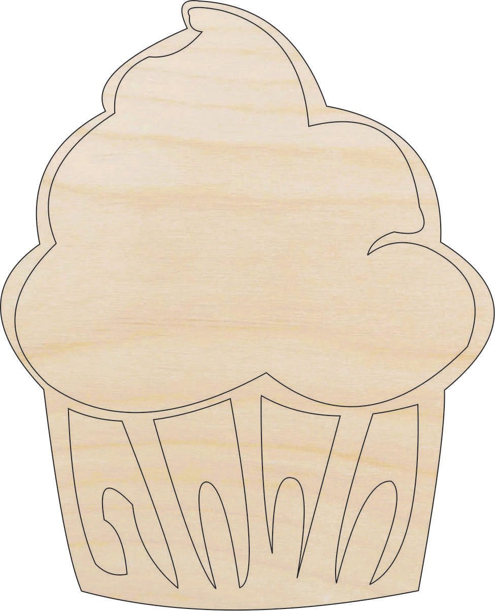 Cupcake Wood Craft Shape - Laser Cut Baltic Birch Unfinished DIY Wood Art Supplies FOD162 - The Wood Shape Store