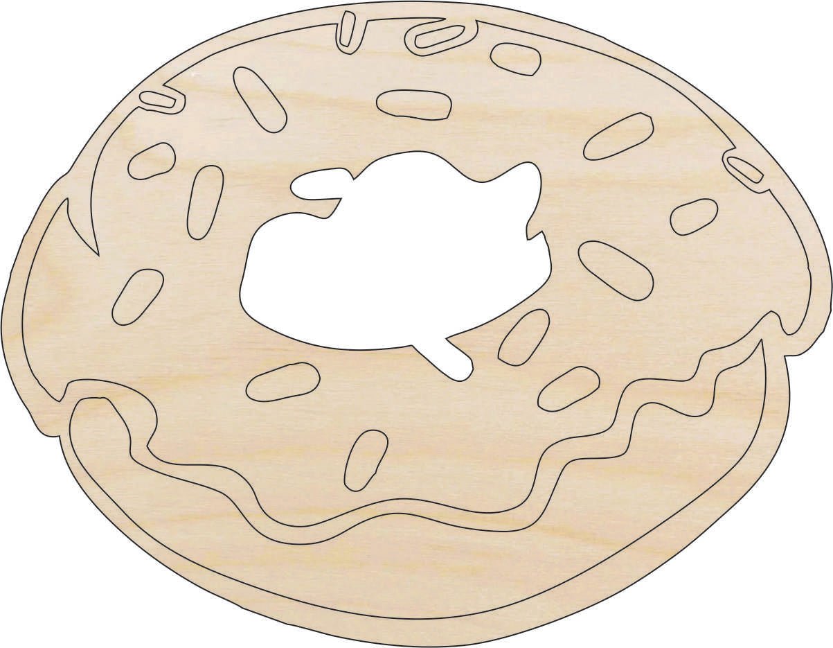 Doughnut Wood Craft Shape - Laser Cut Baltic Birch Unfinished DIY Wood Art Supplies FOD163 - The Wood Shape Store