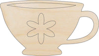 Teacup Wood Craft Shape - Laser Cut Baltic Birch Unfinished DIY Wood Art Supplies FOD164 - The Wood Shape Store