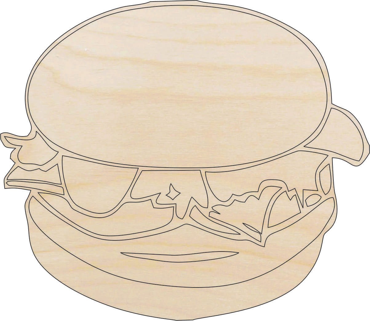 Cheeseburger Wood Craft Shape - Laser Cut Baltic Birch Unfinished DIY Wood Art Supplies FOD17 - The Wood Shape Store