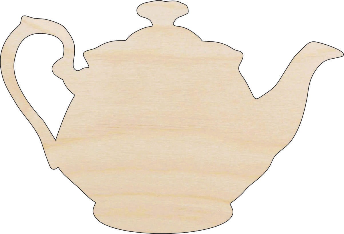 Teapot Wood Craft Shape - Laser Cut Baltic Birch Unfinished DIY Wood Art Supplies FOD181 - The Wood Shape Store