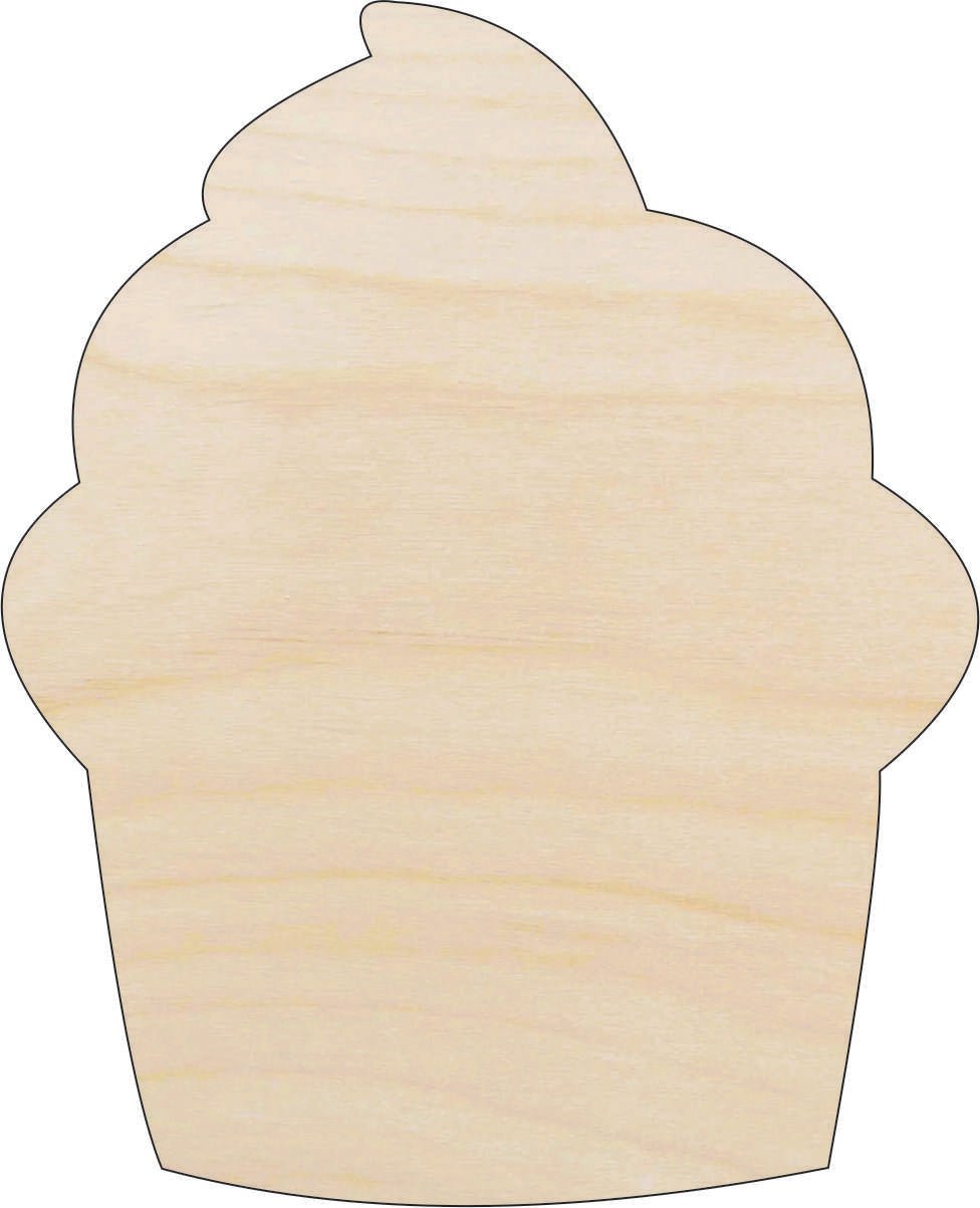Cupcake Wood Craft Shape - Laser Cut Baltic Birch Unfinished DIY Wood Art Supplies FOD182 - The Wood Shape Store