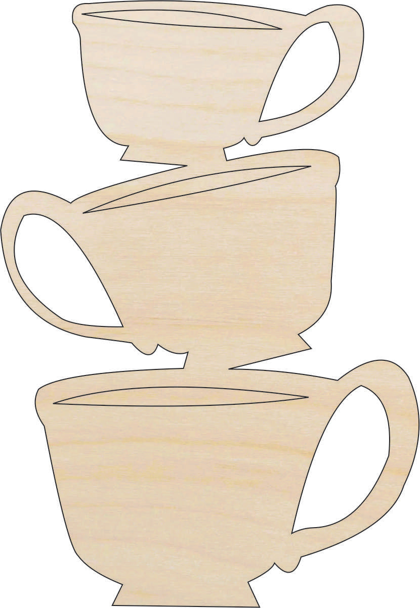 Drink Teacups - Laser Cut Out Unfinished Wood Craft Shape FOD189 Drink Teacups - Laser Cut Out Unfinished Wood Craft Shape FOD189