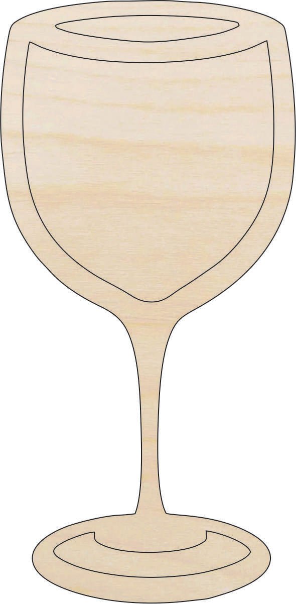 Wine Glass Wood Craft Shape - Laser Cut Baltic Birch Unfinished DIY Wood Art Supplies FOD2 - The Wood Shape Store