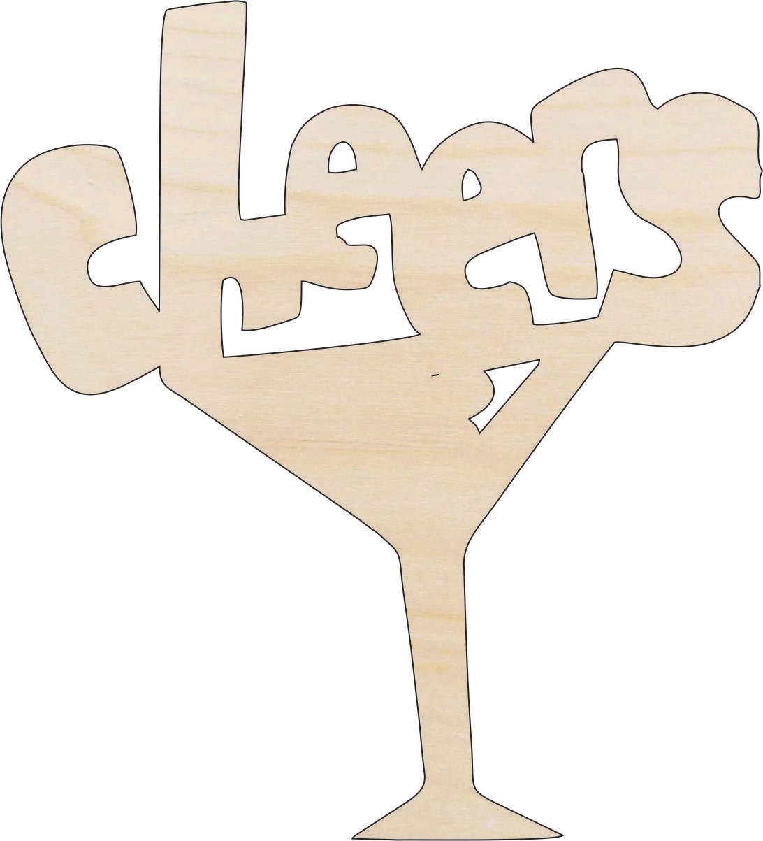 Cheers DrinkWood Craft Shape - Laser Cut Baltic Birch Unfinished DIY Wood Art Supplies FOD36 - The Wood Shape Store