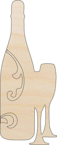 Wine Bottle Wood Craft Shape - Laser Cut Baltic Birch Unfinished DIY Wood Art Supplies FOD40 - The Wood Shape Store