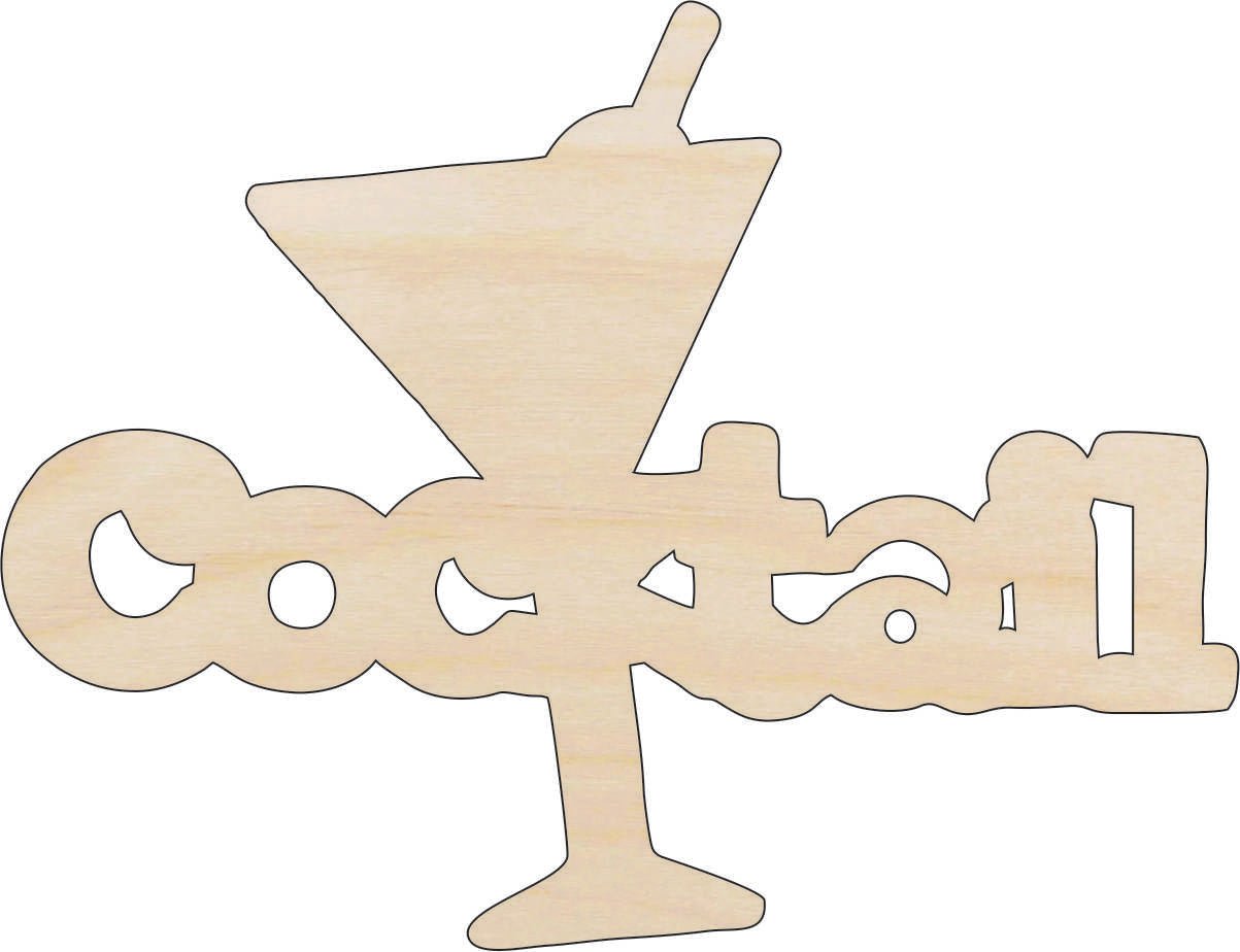 Cocktail Wood Craft Shape - Laser Cut Baltic Birch Unfinished DIY Wood Art Supplies FOD45 - The Wood Shape Store