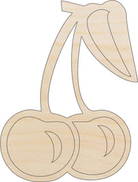Cherries Wood Craft Shape - Laser Cut Baltic Birch Unfinished DIY Wood Art Supplies FOD49 - The Wood Shape Store
